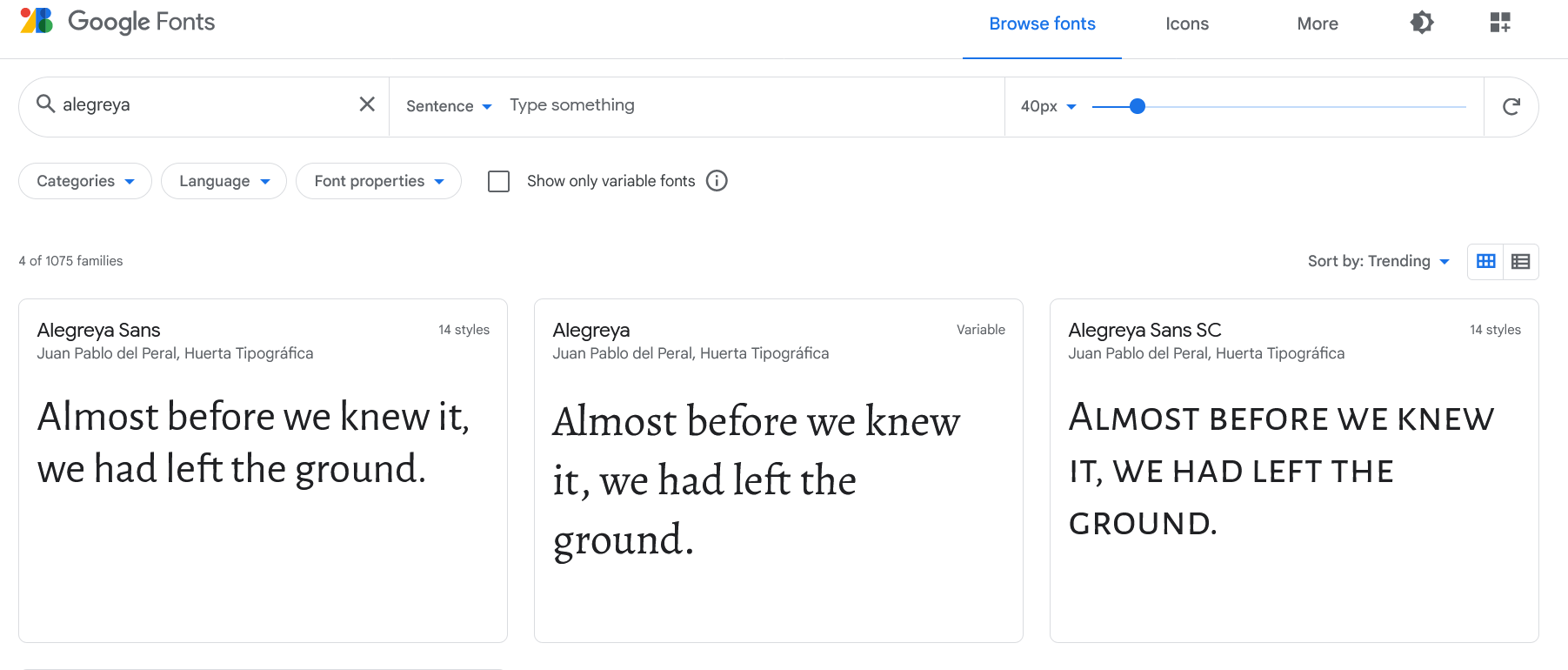 Alegreya google fonts