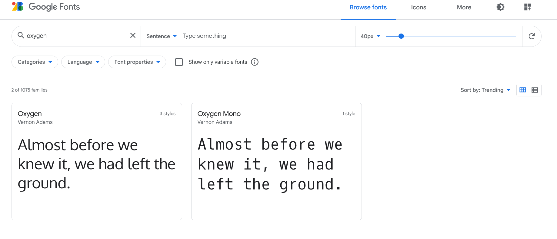 Oxygen google fonts