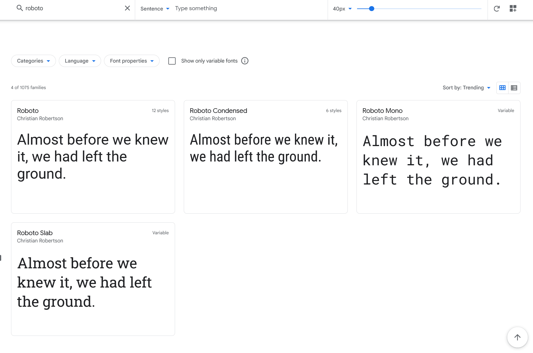 Roboto google fonts